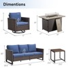 Buenhomino 5-Piece Patio Furniture Set with Fire Pit,Wicker Outdoor Swivel Rocker Chairs Patio Sofa for Backyard,Poolside,Deck,Gray Wicker - 3 of 4