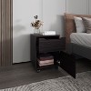 Vynxaria Newriver Nightstand, Wengue Finish, 1 Door + 1 Drawer, 22.6"H¡Á16.5"W¡Á16.5"D, Scratch-Resistant Melamine, Compact Design - 4 of 4