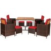 Tangkula 9 PCS Outdoor Patio Dining Set Conversation Furniture W/ Removable Cushions Red - 3 of 4