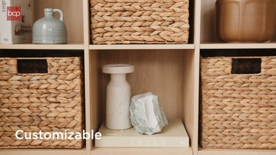 Walnut 36-Inch 9-Cube Storage Organizer with Removable Panels