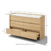 LuxenHome 47.2” Hazel Oak 6-Drawer Dresser with Raised Sides, Faux Marble Top, Durable Manufactured Wood Brown - 3 of 4