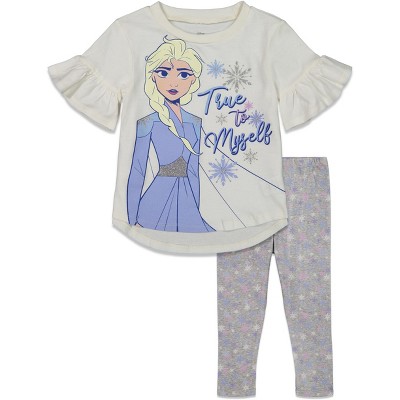 onderbreken verlegen Sporten Disney Frozen Elsa Little Girls Ruffle Graphic T-shirt & Leggings Set  Off-white : Target