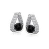 Ross-Simons Black Agate and 1.50 ct. t.w. White Topaz Twisted Hoop Earrings in Sterling Silver - 3 of 4