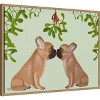 Amanti Art 30"x23" French Bulldogs and Mistletoe by Fab Funky Framed Canvas Wall Art Print - 2 of 4