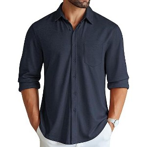 COOFANDY Men's Wrinkle Free Shirt Casual Button Down Long Sleeve Dress Shirts - 1 of 4