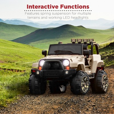 12V Tan Ride-On Truck with Remote Control and LED Lights