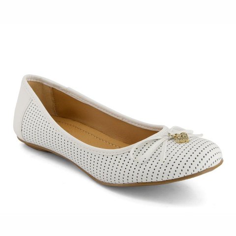 Обувь Andrea Women's Laser Cut Pattern Ballerinas 69431 White 6