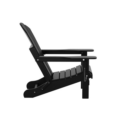 Malibu Black HDPE 12-Piece Outdoor Adirondack Chair Set with Ottoman and Side Table