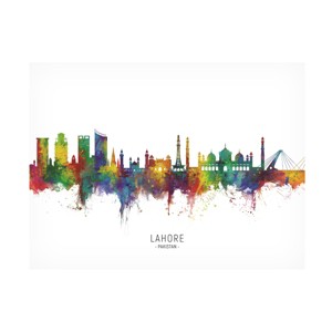 Trademark Fine Art Michael Tompsett 'Lahore Pakistan Skyline Named' Canvas Art - 1 of 4