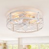 Airsurfer 20" Flush Mount Distressed White and Gold Cage Ceiling Fan with Integrated LED Light and Remote (7-Blade) - 4 of 4