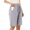 Women's Bermuda Shorts with Zipper Pockets Casual Summer Drawstring Jersey Shorts Elastic Waist Comfy Waffle Shorts - 3 of 4