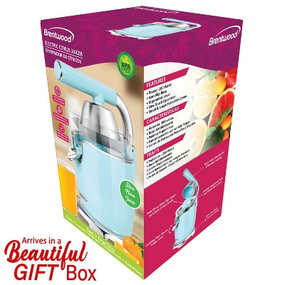 Blue Electric Citrus Juicer with Stainless Steel Lever and Reverse Function