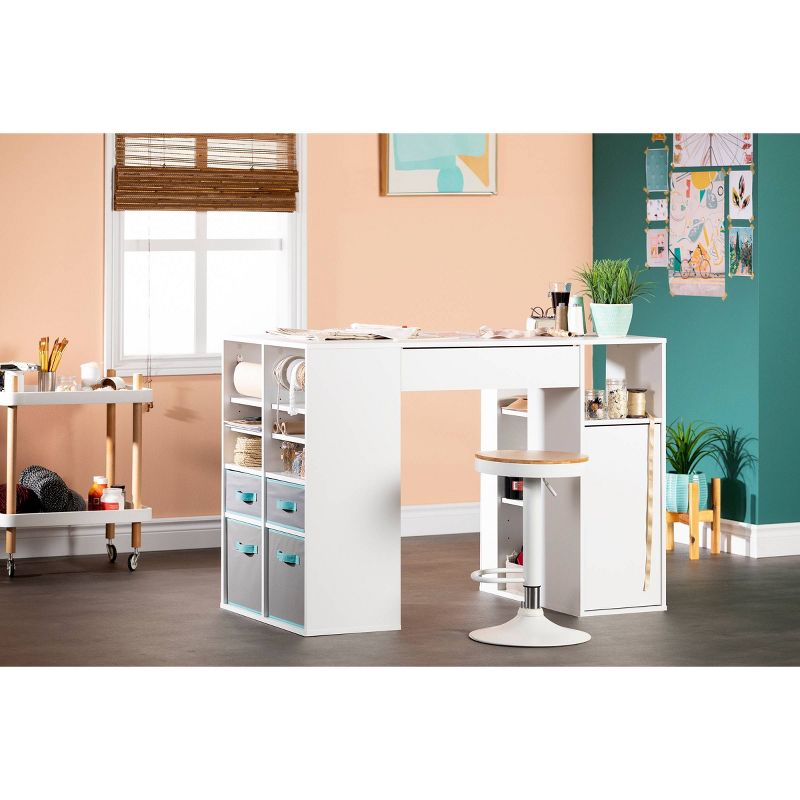 Crea Counter Height Craft Table with Storage White - South Shore, 5 of 17