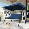 Costway 3-Seat Patio Swing Chair with Adjustable Canopy Thickened Cushions Pillow Navy/Gray - 2 of 4