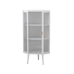 Chery Life 22.25"L*16.75"W*43.3"H Floor Coner Cabinet with Tempered Glass Door & Storage Shelves for Bathroom, Living Room - 1 of 4