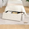 LUSIMO 43" Velvet Storage Ottoman Toy Chest Footstool For Bedroom Living Room - 3 of 4