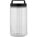 Amici Home Airtight Storage Jar Arlington, Patterned Glass Container, Black Metal Lid with Handle, Easy to Grasp