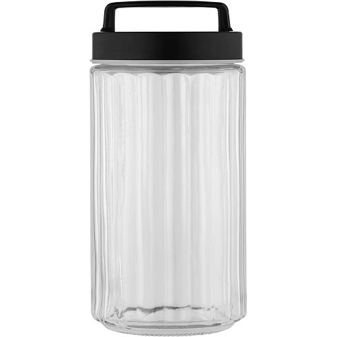 Amici Home Airtight Storage Jar Arlington, Patterned Glass Container, Black  Metal Lid With Handle, Easy To Grasp,large 54 Oz. : Target