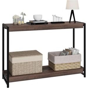 Console Table 40" Entryway Table, Slatted 2-Tier Sofa Table with Shelf, Farmhouse Rustic Style for Entryway, Living Room, Hallway, Foyer - 1 of 4