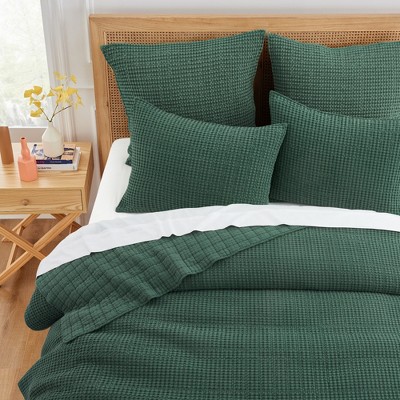 Forest Green Cotton Full Quilt and Sham Set