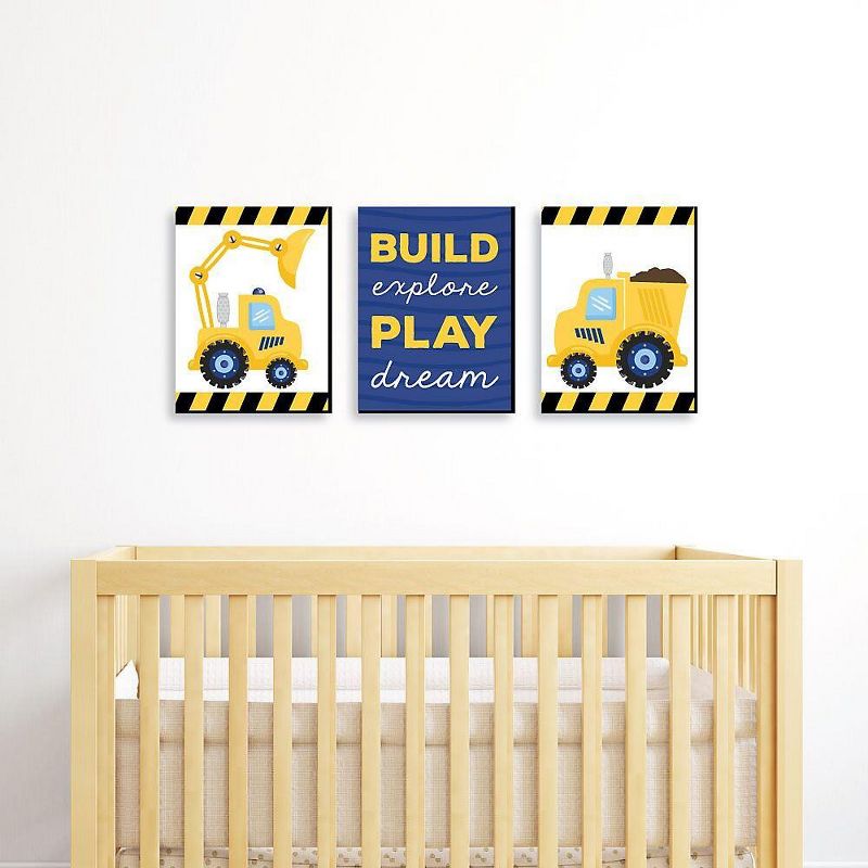 Big Dot of Happiness Construction Truck - Baby Boy Nursery Wall Art and Kids Room Decorations - Gift Ideas - 7.5 x 10 inches - Set of 3 Prints, 2 of 8