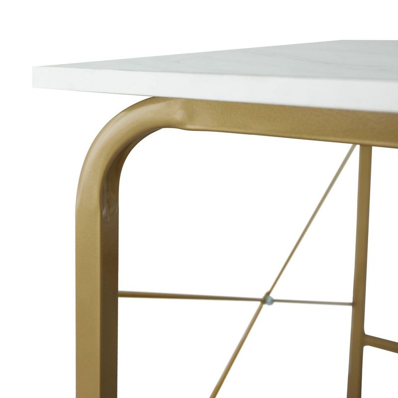 40&#34; Home Office Computer Desk with Metal Base Marble/Brass - Teamson Home, 6 of 11