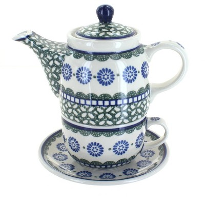 Blue Rose Polish Pottery 423 Caramika Artystyczna Tea for One