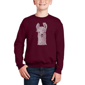 LA Pop Art Llama - Boy's Word Art Crewneck Sweatshirt - 1 of 3