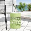 Okak Outdoor Side Table Modern Iron End Table Cylindrical Iron Cut Design, Decorative Garden Stool for Porch Yard Balcony Deck Lawn Indoor, Green - 4 of 4
