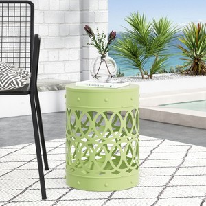 CAVINAS Lace Hollow Round Iron Outdoor Patio End Table,Waterproof Weather Resistant Side Table for Patio,Garden,Balcony - 1 of 4