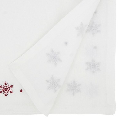 Winter Wonderland Embroidered Cotton Snowflake Table Runner