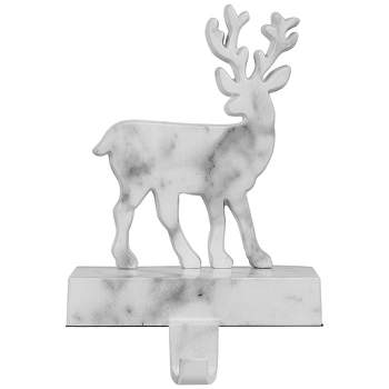 Northlight 7.5" White and Black Marbled Standing Deer Christmas Stocking Holder