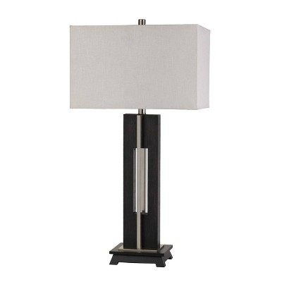 33" Metal/Wood Glenview Table Lamp with Fabric Shade Black/Expresso - Cal Lighting