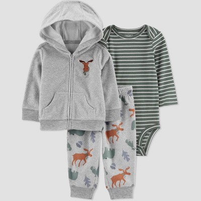 Carter's Just One You®️ Baby Boys' Moose Top & Bottom Set - Gray/Green 3M