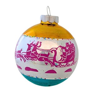 Christopher Radko 3.25 In Santa Sleigh Reindeer Ornament Shiny Brite Vintage Inspired Tree Ornaments - 1 of 3
