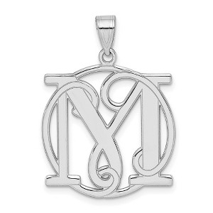 Black Bow Jewelry Rhodium Plated Sterling Silver Fancy Script Initial A-Z Pendant, 20mm - 1 of 4