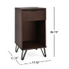 GDFStudio Demijen Modern Industrial Tall Nightstand with Drawer, Walnut/Matte Black - 3 of 4