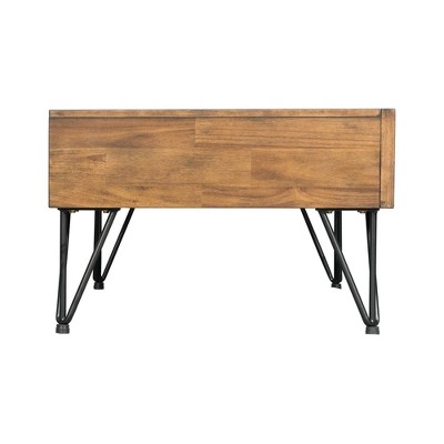 Industrial Tanner Rectangular Coffee Table with Storage in Light Walnut