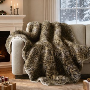 Harbor House Wild Animal Faux Fur Oversized Throw Blanket, Ultra Plush Velvet Back Reversible Smooth and Warm Blanket - 1 of 4