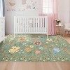Runner Rug - Floral Boho Design, Ultra-Thin Low Pile, Non-Slip Backing, Machine Washable, 8*10ft, Green - 2 of 4