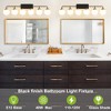 POWLIG 45.28-in 6-Light Black&Gold Bathroom Light Fixtures Over Mirror Vanity Lighting with Milk White Glass Globe Shades - 4 of 4