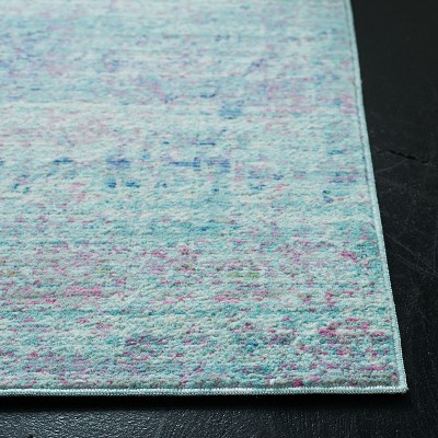 Valencia Turquoise and Multicolor Synthetic Square Area Rug 6'7" x 6'7"