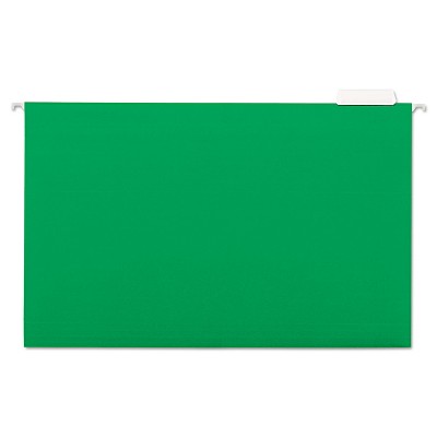 UNIVERSAL Hanging File Folders 1/5 Tab 11 Point Stock Legal Green 25/Box 14217