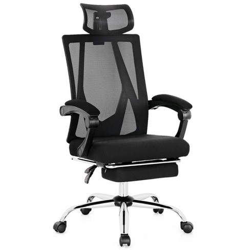 Foldable Ergonomic Office Chair with Footrest, High Back Computer Chair  with 2D Headrest, Mesh Back, Sponge Seat, Adjustable Lumbar Support, 2D