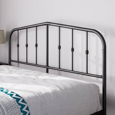 Heidi Twin-Size Black Metal Platform Bed with Ornate Spindle Headboard