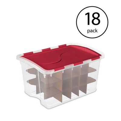 Sterilite 19096606 48 Quart Holiday Christmas 45 Ornament Storage Box (18 Pack)