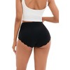 INSPIRE CHIC Women's High-Waisted Full-Coverage Underwear Wave Trim No Trace Briefs - 2 of 4