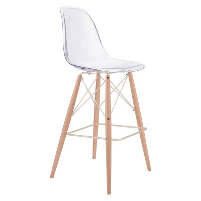 29.5" Mid-Century Modern Barstool Clear - ZM Home