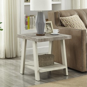 Roundhill Furniture Athens Contemporary Two-Tone Wood Shelf End Table in Weathered Gray and Beige - 1 of 3