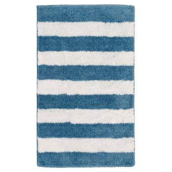 21"x34" Striped Washable Bath Rug Basin Blue/White - Garland Rug